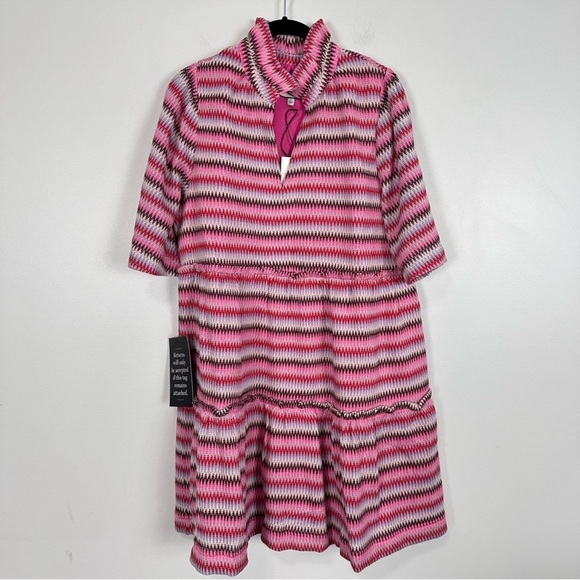 Tuckernuck NEW Pink Chevron Knit Stripe Crawford Relaxed Fit Mini Dress XXXL - Picture 3 of 11